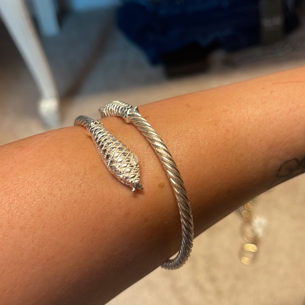 Silver Snake Bracelet, Bangle - image 2